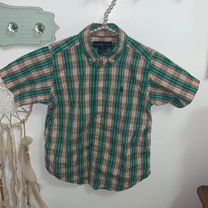 Ralph Lauren Boys Plaid Button-Down Shirt Size 4T 100% Cotton